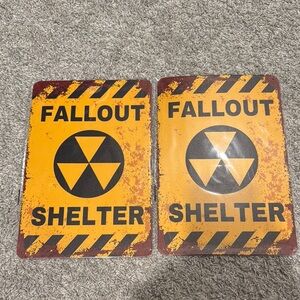 Vintage Fallout Shelter Metal Signs